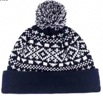 Jacquard Knitted Beanie with POP at Top