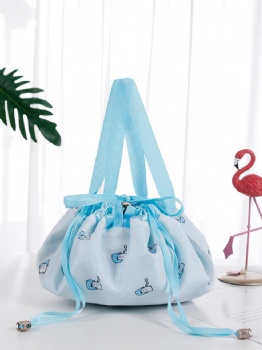 100% Polyester Round Satin Drawstring Cosmetic Bag