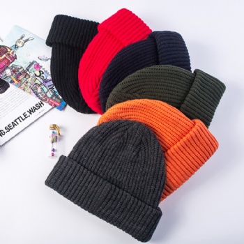 Unisex Concise Knitted Striped Beanie Hat