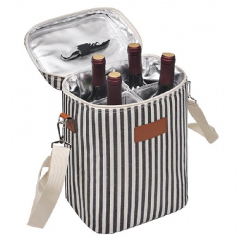 4-Bottle Travel Wine Carrying Cooler Bag